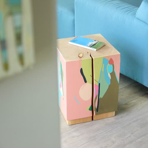 La Figura Painted Cube Table | End Table in Tables by Pfeifer Studio. Item composed of wood in minimalism or contemporary style