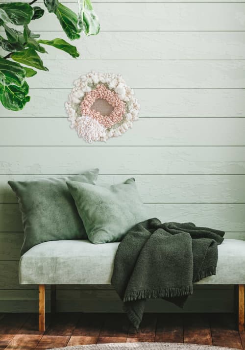 SPRING IN THE GARDEN - Textile Wall Sculpture | Wall Hangings by Melodie Nicolle. Item composed of wood and cotton in boho or minimalism style