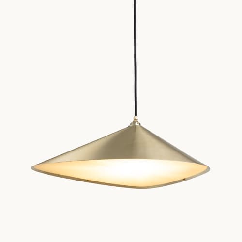 Emily I Pendant Light – Gold Semi-Matte | Pendants by MOSS Objects. Item made of oak wood with steel works with contemporary & modern style