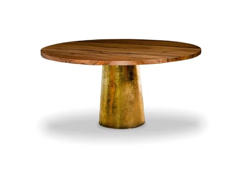Benino Round table by Costantini Design | Dining Table in Tables by Costantini Design. Item composed of wood and bronze