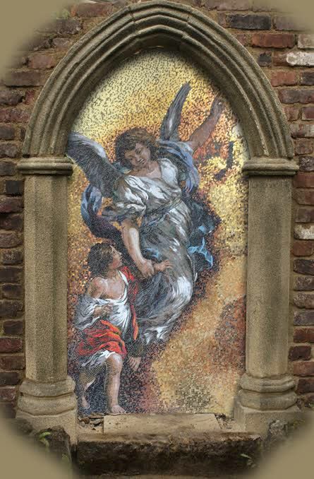 Guardian Angel Mosaic Feature Wall, Annabel's Mayfair | Glasswork in Wall Treatments by Paul Siggins - The Mosaic Studio | Annabel's in London. Item made of glass & synthetic