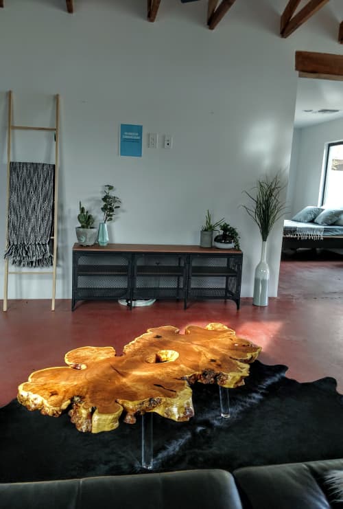 Mesquite Burl Natural Edge Coffee Table 47x25" by Lumberlust Designs at