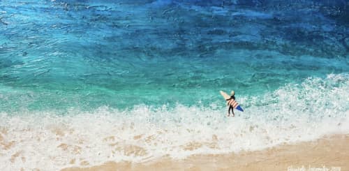 First Surf | Oil And Acrylic Painting in Paintings by Elizabeth Langreiter Art. Item made of canvas with synthetic