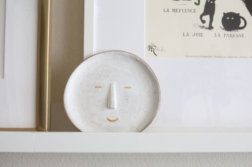 Happy Face Plate | Decorative Tray in Decorative Objects by Kristina Kotlier. Item made of ceramic works with boho & minimalism style