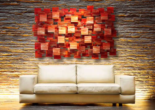 "Sedona" Glass and Metal Wall Art Sculpture | Wall Sculpture in Wall Hangings by Karo Studios. Item composed of metal and glass
