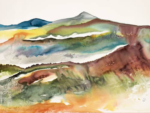 Autumnal No. 31 : Original Watercolor Painting on Canvas | Paintings by Elizabeth Becker. Item made of canvas compatible with minimalism and contemporary style