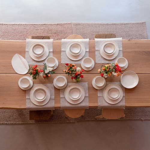 Claire - Artisan Porcelain Dinnerware Set for 6 | Ceramic Plates by Boya Porcelain. Item composed of ceramic in contemporary or mediterranean style