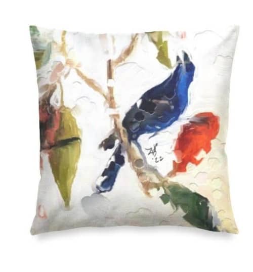 "Songs of Flight" Original Art  Lady B Velvet Pillow | Pillows by Lady Barbara Pinson Artist. Item made of fabric compatible with contemporary and traditional style