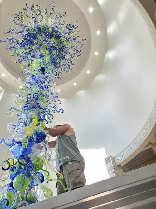 "Ascension" ~ Hand Blown Glass Lighting | Chandeliers by White Elk's Visions in Glass - Glass Artisan, Marty White Elk Holmes & COO, Jo Pierce | Dallas in Dallas. Item made of glass