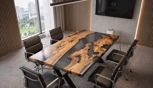 Clear Epoxy Dining Table, Epoxy Resin Office Desk | Tables by Innovative Home Decors. Item composed of wood in country & farmhouse or art deco style