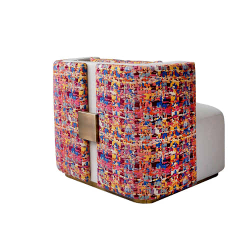 Papillonne Kenzo Armchair | Chairs by LAGU. Item made of fabric with brass works with modern style