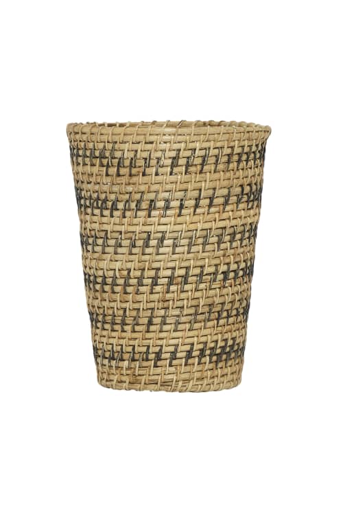 Amara Handmade 11" Round Rattan Striped Basket | Planter in Vases & Vessels by Amara
