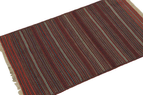 Vintage Baluch Tribal Kilim with Red, Blue and Beige Stripes | Area Rug in Rugs by Rug and Kilim
