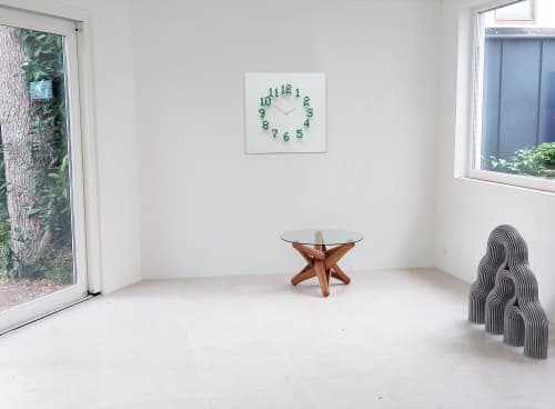 Mocap "white/green" Illusionistic Wall Clock | Decorative Objects by JAN PAUL. Item composed of wood and metal in mid century modern or contemporary style