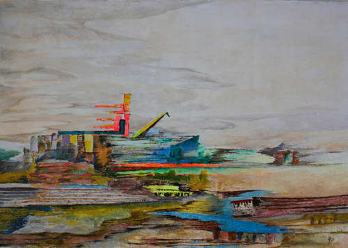'Rig' | Oil And Acrylic Painting in Paintings by Sangeeta Sagar. Item composed of paper and synthetic in contemporary style