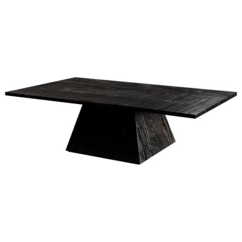 Modern Brutal Black Oak Piramid Pedestal Coffee Table | Tables by Aeterna Furniture. Item made of oak wood