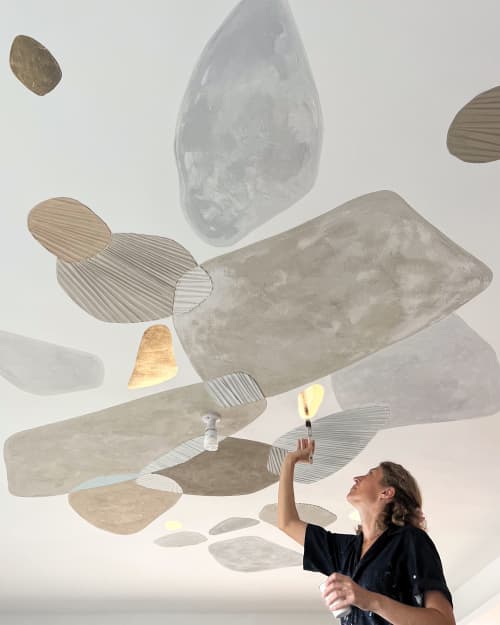 Textured Plaster Decoration on Ceiling | Wall Treatments by Elsa Jeandedieu Studio. Item made of bronze with stone works with minimalism & modern style