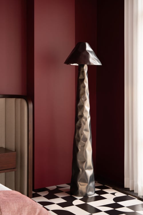 Textured Steel Floor Lamp — Mushroom, Nitush Aroosh | Lamps by Nitush Aroosh. Item made of steel works with contemporary & eclectic & maximalism style