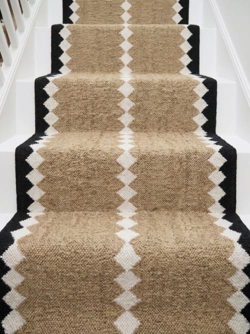 Handwoven Woolen Brown Runner Rug | Rugs by Evergreen Carpets. Item composed of wool in boho or minimalism style