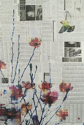 Magnolia and Bird 2 | Mixed Media by Phillip Hua. Item composed of paper and synthetic