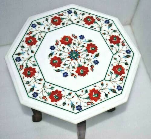 white marble table, coffee table, end table, tabletop | Tables by Innovative Home Decors. Item composed of marble in country & farmhouse or art deco style