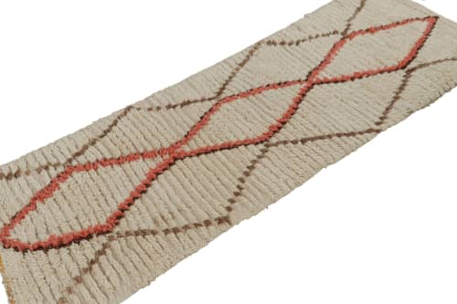 Vintage Azilal Moroccan runner in Beige with Red-Brown | Area Rug in Rugs by Rug and Kilim