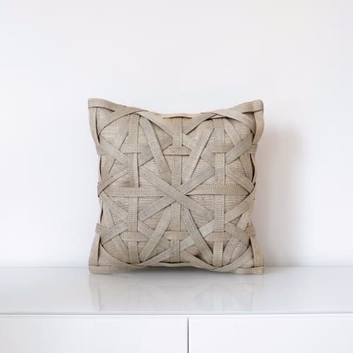 Diamond Large Weave Cushion Cover - Light Grey | Pillows by Kubo. Item made of fiber
