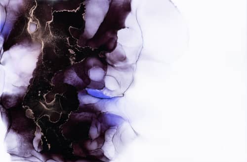 'BLACK ORCHID IV' - Epoxy Resin Black and White Abstract | Oil And Acrylic Painting in Paintings by Christina Twomey Art + Design. Item made of canvas with synthetic works with modern style