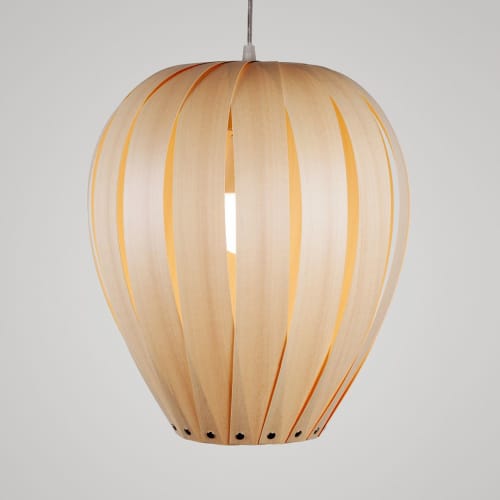 Balloon lighting - Wood Veneer Lamp Manually Crafted Design | Chandeliers by Traum - Wood Lighting. Item composed of wood in minimalism or contemporary style