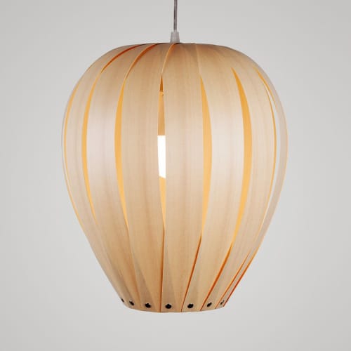 Geometric Wood Pendant Light: Modern Handmade Lamp Shade | Chandeliers by Traum - Wood Lighting. Item composed of wood in minimalism or contemporary style