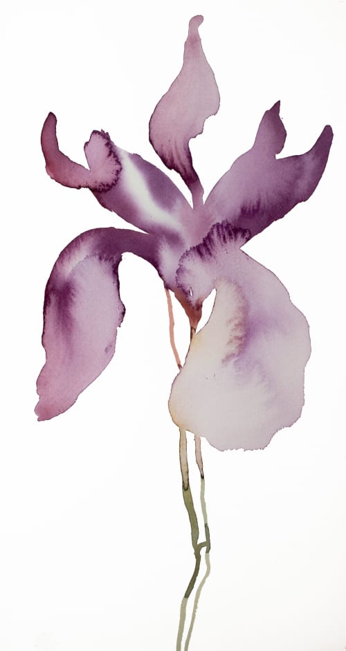 Iris No. 145 : Original Watercolor Painting | Paintings by Elizabeth Becker. Item made of paper works with minimalism & contemporary style