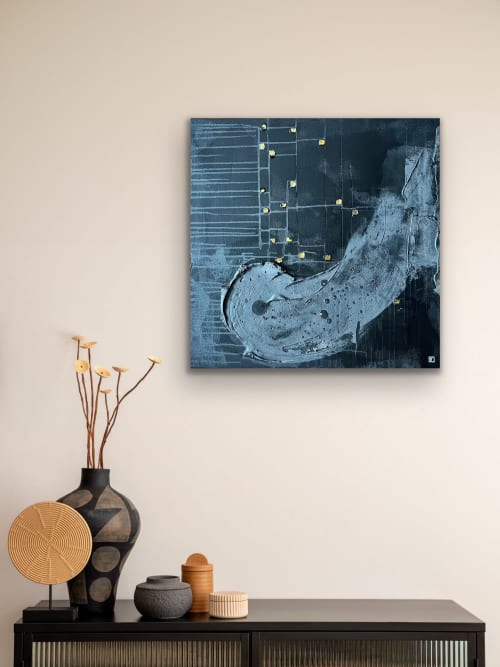 Waves of Time | Mixed Media by Vanessa Pineda Fox. Item composed of canvas in contemporary or modern style