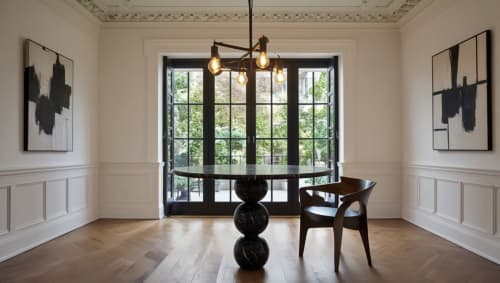 Cess Alexander Black Marble Round Dining Table | Tables by HamamDecor LLC. Item made of marble compatible with mediterranean and modern style