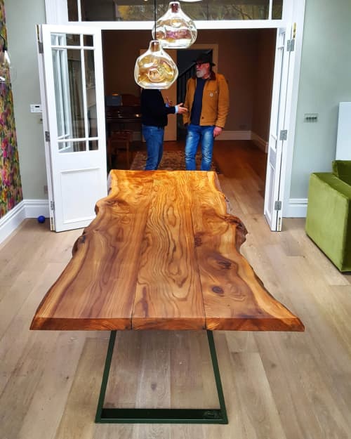 Sussex Elm Live-Edge Dining Table | Tables by Handmade in Brighton. Item composed of wood and metal