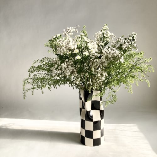 checker vase | Vases & Vessels by ALICJA CERAMICS. Item composed of ceramic