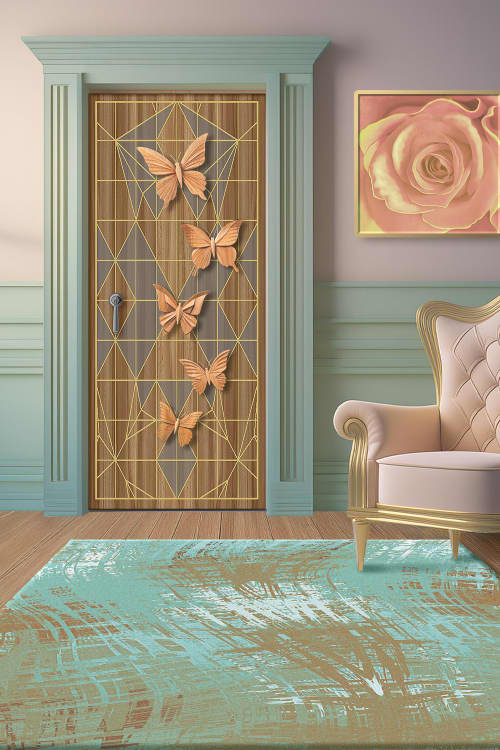 Origami Butterflies Door | Furniture by Blue Bliss. Item composed of wood in eclectic & maximalism style