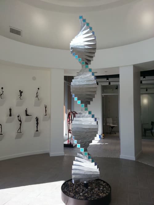 "Flexion of Mind" | Sculptures by Brian Schader | Renee Taylor Gallery in Sedona. Item made of steel with stone