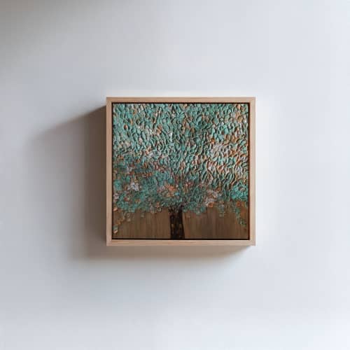 Tree of Life – Copper Patina Textured Wall Art | Oil And Acrylic Painting in Paintings by Berezart. Item made of canvas works with contemporary & country & farmhouse style