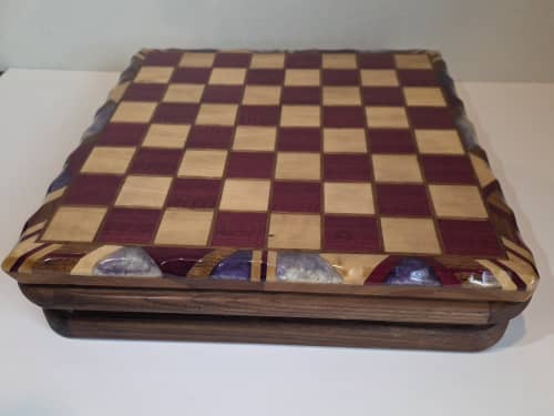 The Guardian Angel Chess/Checkers Set | Mixed Media by Lotz Creations. Item compatible with art deco style