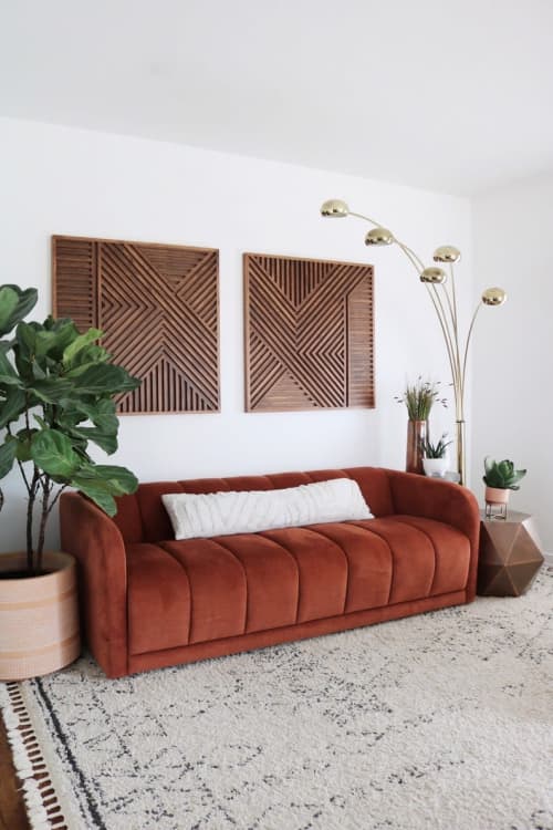 Geometric Wood Art Set, Slat Wood Art, Slat Wall Art by Blank Space