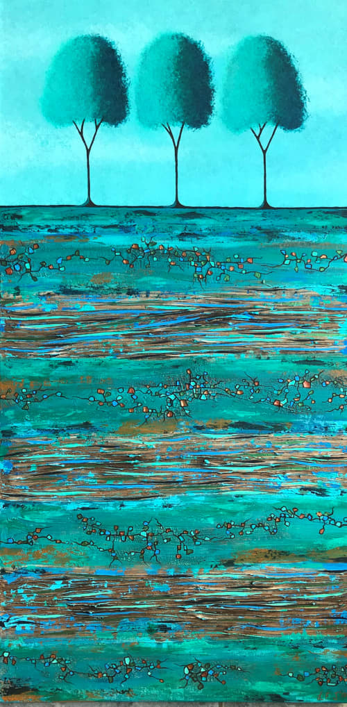 Feel The Turquoise Serenity | Oil And Acrylic Painting in Paintings by Lisa Frances Judd. Item composed of canvas