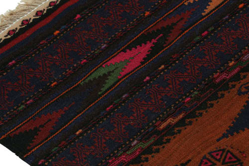 Vintage Afghan Kilim with Polychromatic Geometric Patterns | Area Rug in Rugs by Rug and Kilim. Item made of wool