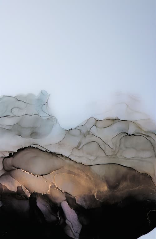 'OYSTER II' - Luxury Epoxy Resin Abstract Artwork | Oil And Acrylic Painting in Paintings by Christina Twomey Art + Design. Item composed of synthetic