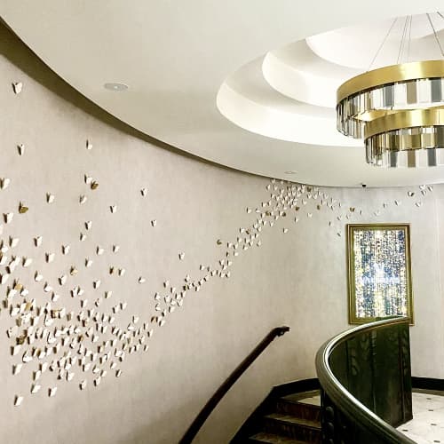 Ceramic 3D modular butterfly sculptures | Wall Sculpture in Wall Hangings by Elizabeth Prince Ceramics | The Orchard at Grantley Hall in Ripon. Item made of ceramic works with minimalism & contemporary style