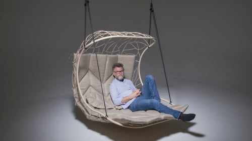 Studio Stirling "Big Wave" | Swing Chair in Chairs by Studio Stirling. Item made of steel works with minimalism & modern style