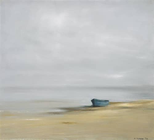 Anne Packard "Blue Dory" | Oil And Acrylic Painting in Paintings by YJ Contemporary Fine Art. Item made of canvas