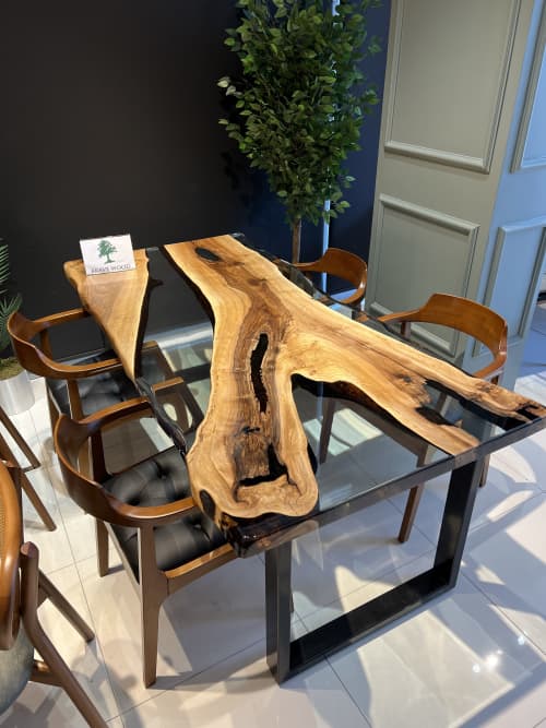 Custom epoxy dining table, Epoxy table, Walnut dining room | Tables by Brave Wood. Item composed of walnut compatible with modern and rustic style