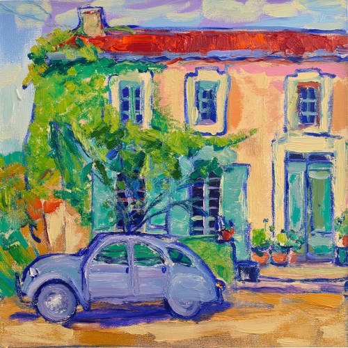 Afternoon in the South of France | Oil And Acrylic Painting in Paintings by Berezart. Item composed of canvas in contemporary or mediterranean style