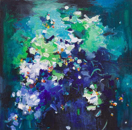 SOLD Whispers in the night | Oil And Acrylic Painting in Paintings by Art by Geesien Postema. Item made of canvas