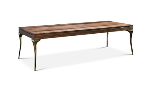 Enzio Cast Bronze and Wood Coffee Table from Costantini | Tables by Costantini Design. Item composed of walnut and bronze